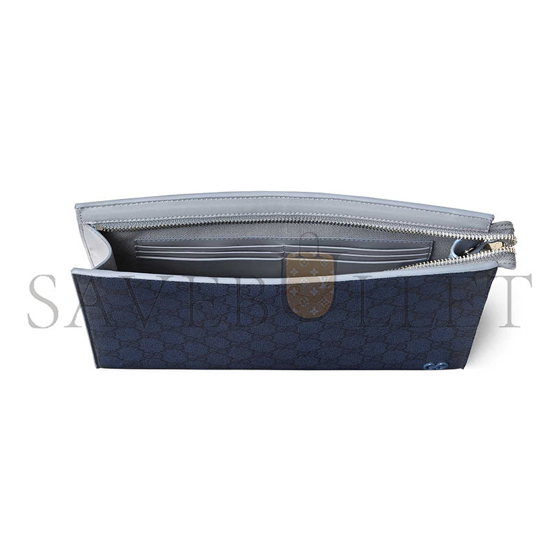 GUCCI DUSTY BLUE TRIM MEDIUM POUCH 768255 (26*18*6cm)